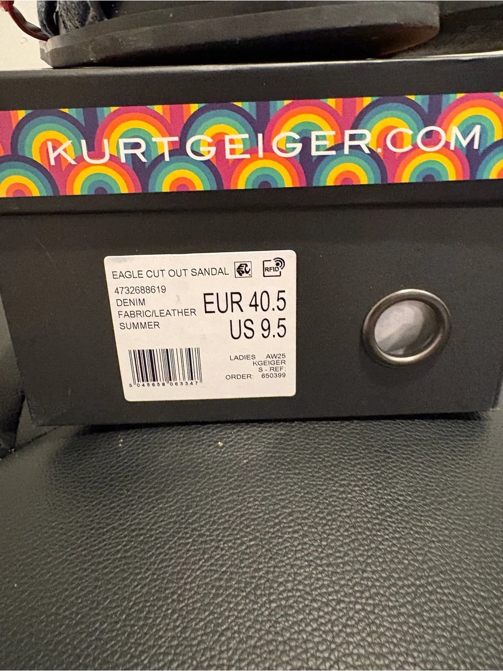 Kurt Geiger Denim & Red Dual-Strap Slide Sandals - Picture 4 of 4